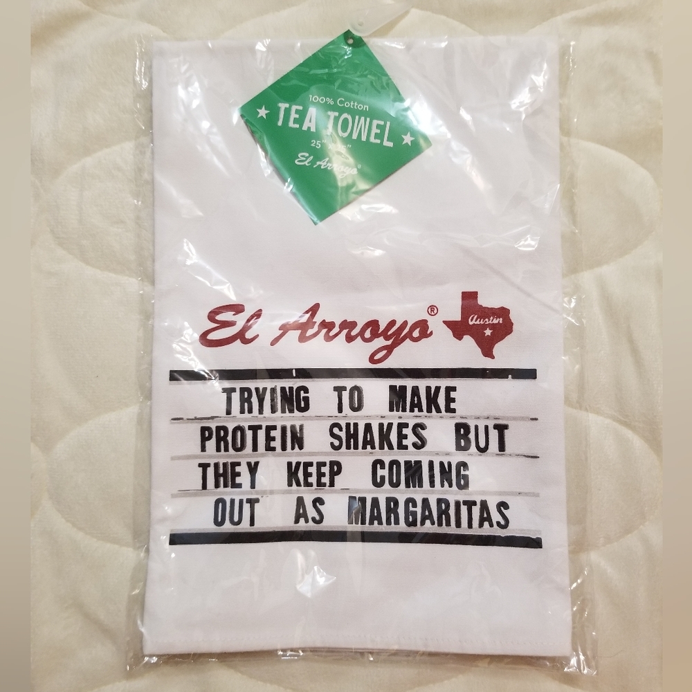 COPY - El Arroyo dish tea towel Protein Shakes & Margaritas